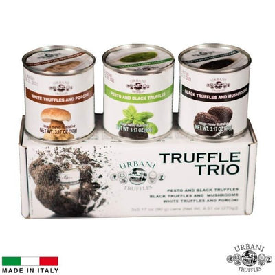 Truffle Sauce Thrills TRIO: Black Truffles and Mushrooms, Porcini and Truffles, Pesto and Black Truffles. 3.17oz Each. - Urbani Truffles
